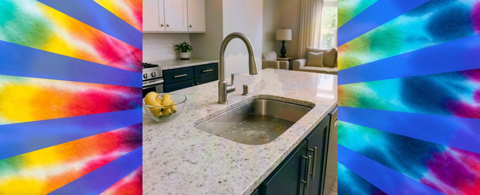 Clogged kitchen sink in Jacksonville home with water backed up