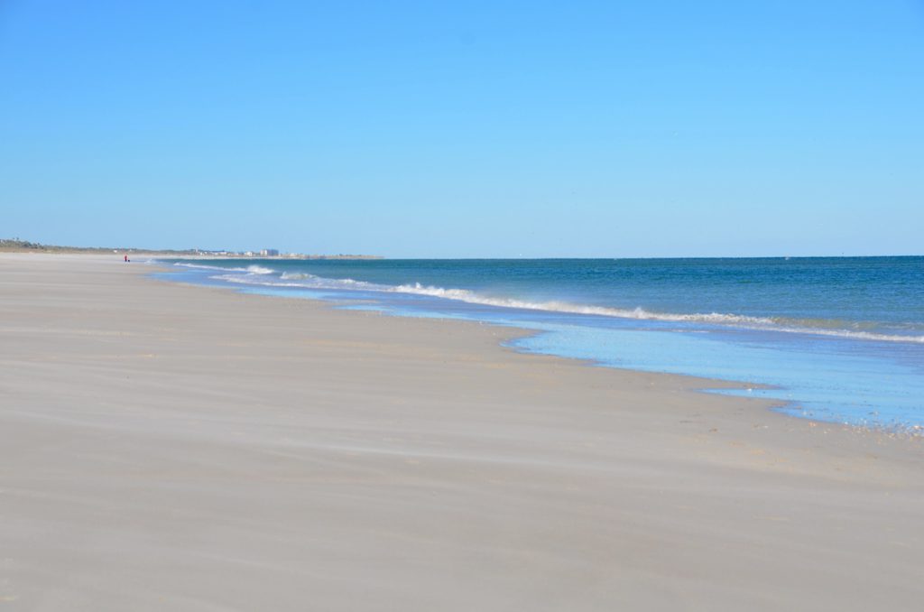 Wide sandy shoreline at Atlantic Beach near Jacksonville, Florida