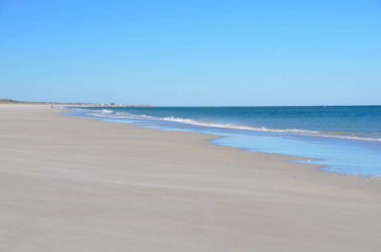 Wide sandy shoreline at Atlantic Beach near Jacksonville, Florida
