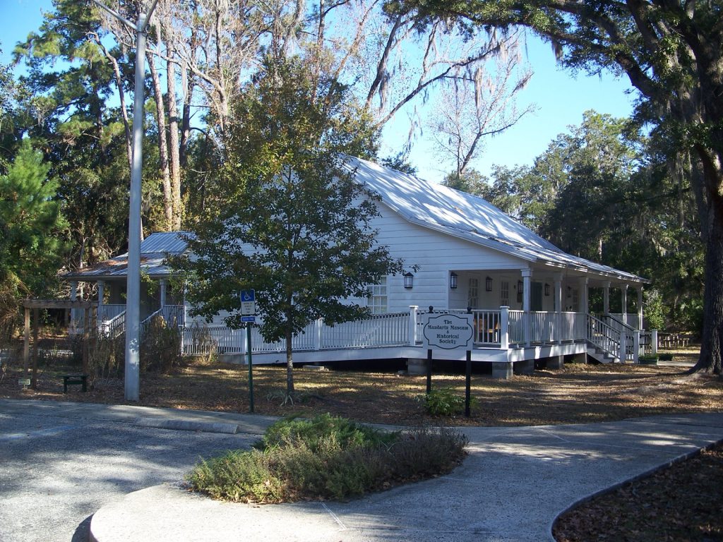 Historic Mandarin Museum building among live oaks in Mandarin, Jacksonville