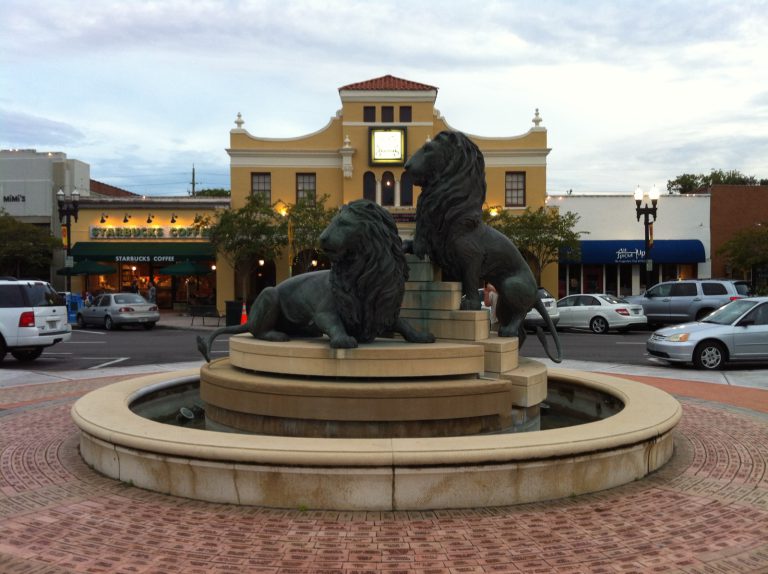 Lion fountain in San Marco Square, the historic San Marco district of Jacksonville
