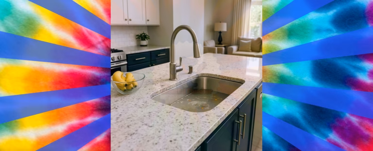 A clogged kitchen sink holding standing water in a Jacksonville home