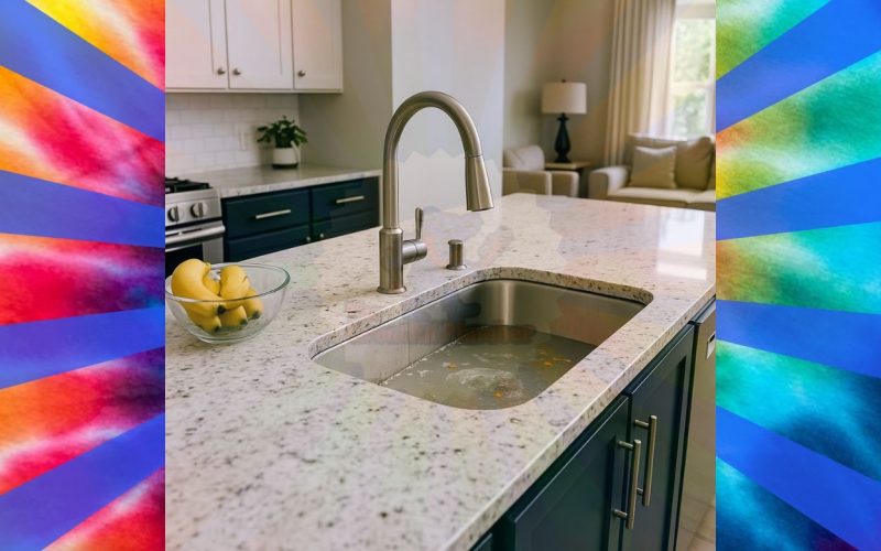 Clogged kitchen sink in Jacksonville home with water backed up